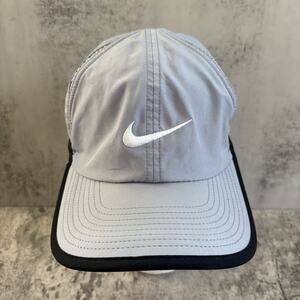 Nike Hat Featherlight Dri-Fit Cap Gray Golf Vented Adjustable One Size Running